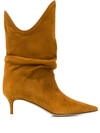 Attico Pointed Slouched Boots In Brown