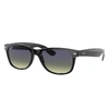 Ray Ban New Wayfarer @collection Sunglasses Black Frame Blue Lenses Polarized 55-18 In Black