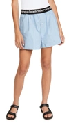 ALEXANDER WANG T PULL-ON PLEATED SHORTS WITH LOGO ELASTIC