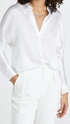 Vince Open Neck Long-sleeved Loose Fit Blouse In Optic White