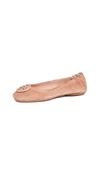 TORY BURCH SUEDE MINNIE TRAVEL BALLET FLATS