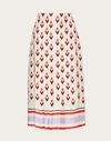 Valentino Pleated Printed Silk Midi Skirt In Multicolored