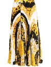 VERSACE BAROQUE-PRINT PLEATED MIDI SKIRT