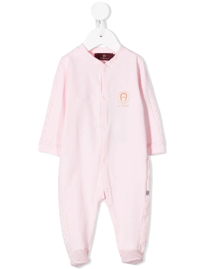 Aigner Embroidered Logo Baby Grow In Pink