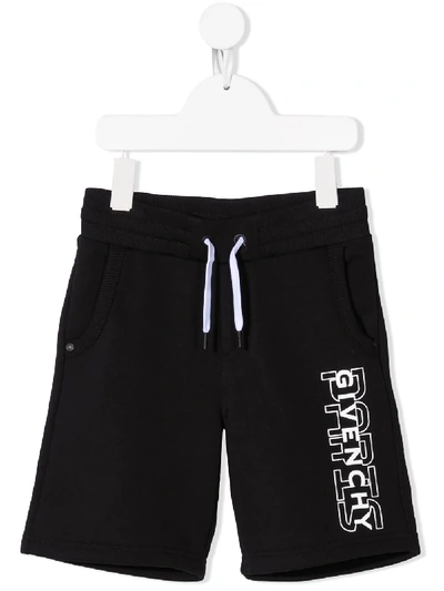 Givenchy Kids' Logo Print Track Shorts In Black