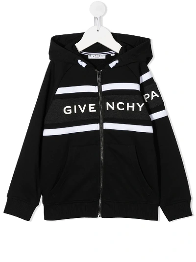 Givenchy Kids' Logo Print Cotton Sweatshirt Hoodie In Black