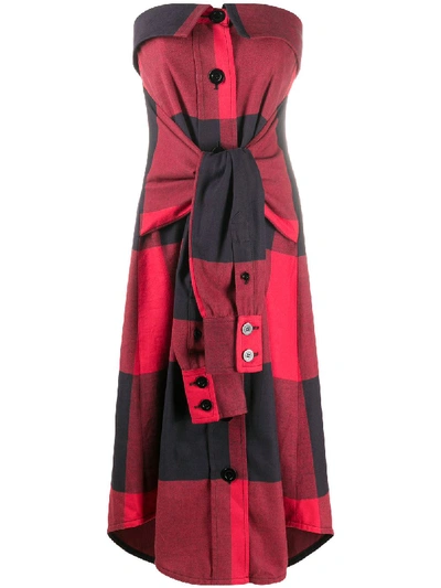 Moschino Buffalo Check Flannel Dress In Red