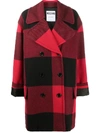 MOSCHINO CHECKED DOUBLE-BREASTED COAT