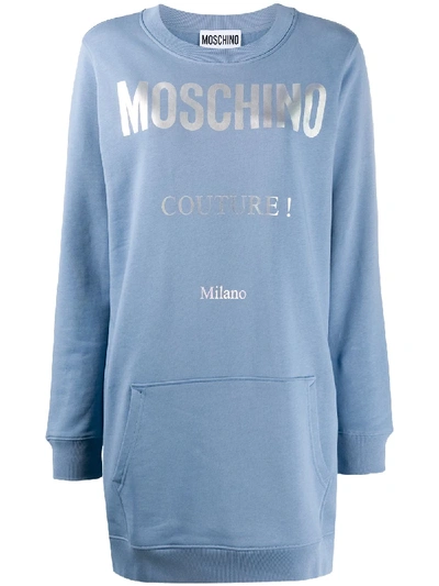 Moschino Logo-print Sweatshirt Dress In Blue