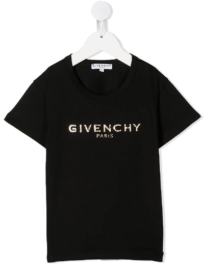Givenchy Kids' Cracked Logo Print T-shirt In Black