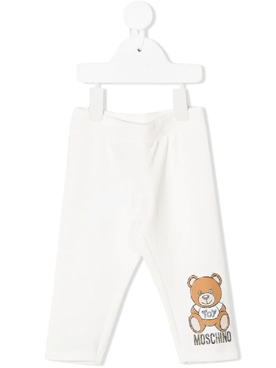 Moschino Babies' Teddy Bear Logo Track Trousers In White