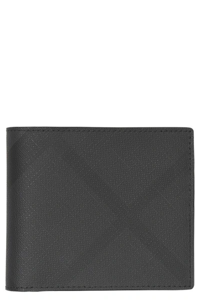 Burberry London Check And Leather Bifold Wallet In Black