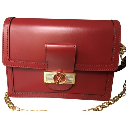 Pre-Owned Louis Vuitton Dauphine Mm Red Leather Handbag | ModeSens