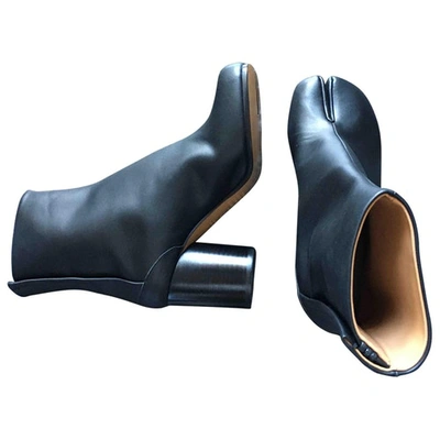 Pre-owned Maison Margiela Tabi Black Leather Ankle Boots