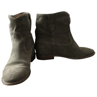Pre-owned Isabel Marant Crisi  Green Suede Ankle Boots