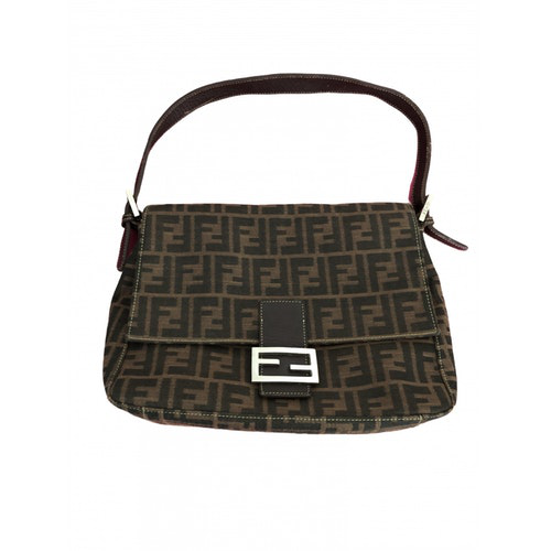 Pre-Owned Fendi Mamma Baguette Brown Cloth Handbag | ModeSens