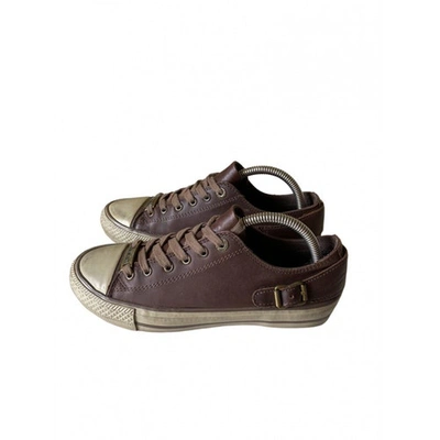 Pre-owned Belstaff Leather Trainers In Brown