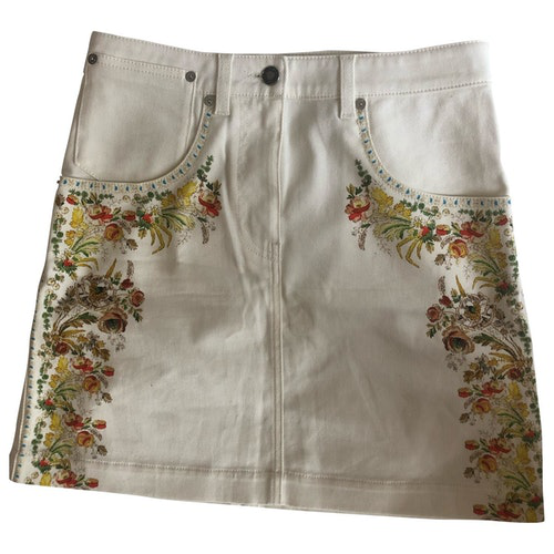 Pre-Owned Louis Vuitton White Cotton - Elasthane Skirt | ModeSens