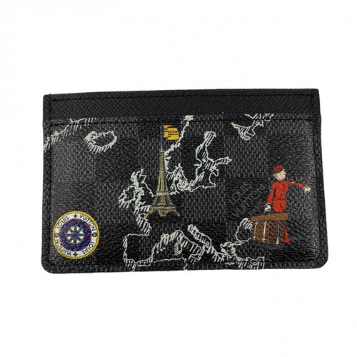 Pre-Owned Louis Vuitton Coin Card Holder Black Cloth Small Bag, Wallet & Cases | ModeSens