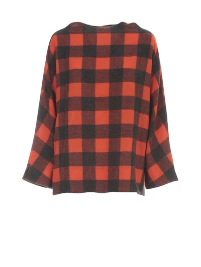 Daniela Gregis Buffalo-plaid Cashmere Blouse In Orange