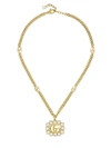 GUCCI PEARL-EMBELLISHED DOUBLE G CHARM NECKLACE
