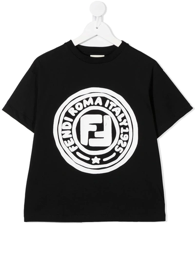 Fendi Teen Ff Roma T-shirt In Black