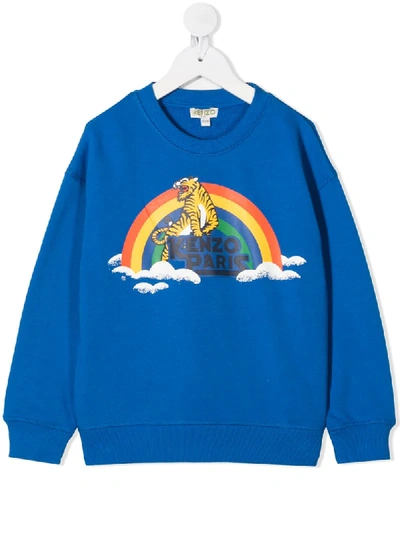 Kenzo Kids' Tiger Rainbow Logo Graphic Sweatshirt In Blue