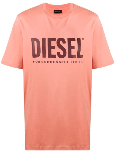 Diesel Printed Logo T-shirt In Orange
