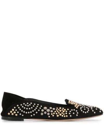 Alexander Mcqueen Stud Embellished Square Toe Slippers In Black