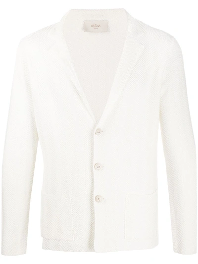 Altea Chevron-woven Knitted Cardigan In White