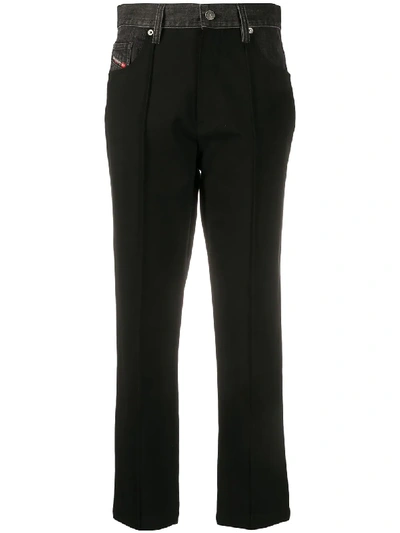 Diesel P-silvan Stretch Milano Knit Pants In Black