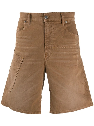 Diesel D-azerr Joggjeans Cargo Shorts In Brown