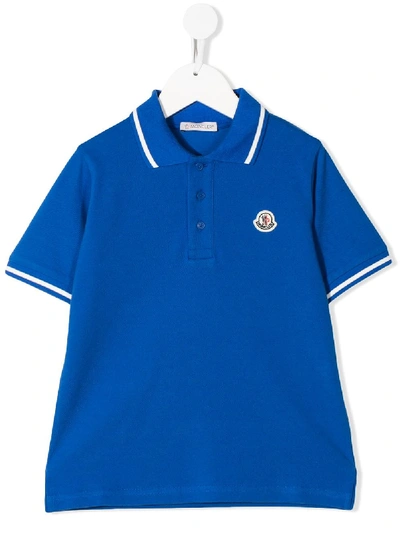 Moncler Kids' Patch Detail Polo Shirt In Blue