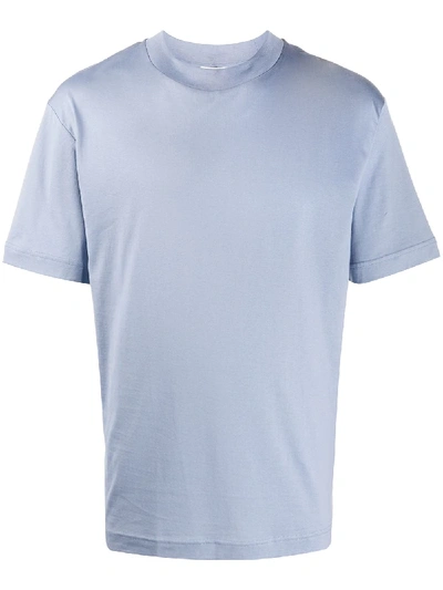 Sunspel Mock Neck Cotton T-shirt In Blue