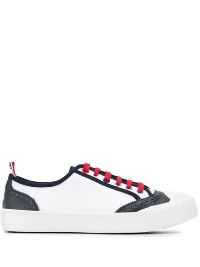 Thom Browne Contrasting Piping Trainers In White