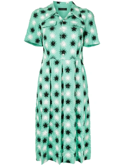 Undercover Star Print Dress In Green