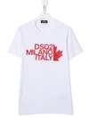 Dsquared2 White T-shirt For Kid With Red Logo In White