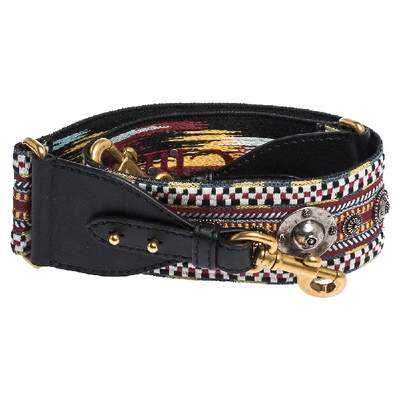 Pre-owned Dior Multicolor Studded Canvas And Leather Bohemian Inspired Shoulder Strap