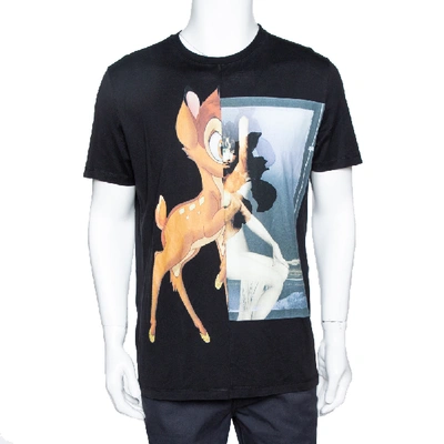 Pre-owned Givenchy Black Cotton Bambi Print Oversized T Shirt Xs