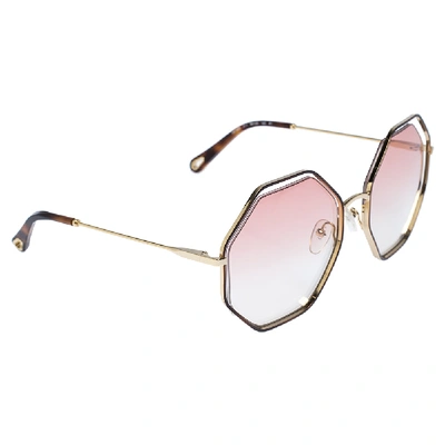 Pre-owned Chloé Gold/pink Gradient Ce132s Poppy Octagonal Sunglasses