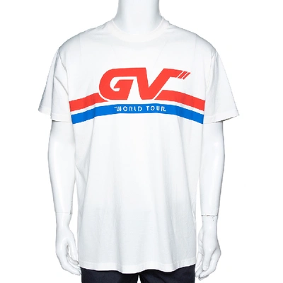 Pre-owned Givenchy Cream Cotton World Tour Print Oversized T Shirt S