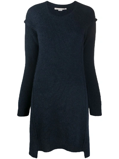 Stella Mccartney Loose Drop-shoulder Knit Dress In Blue