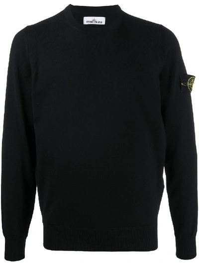 Stone Island Compass Patch Crew-neck Jumper In Blue