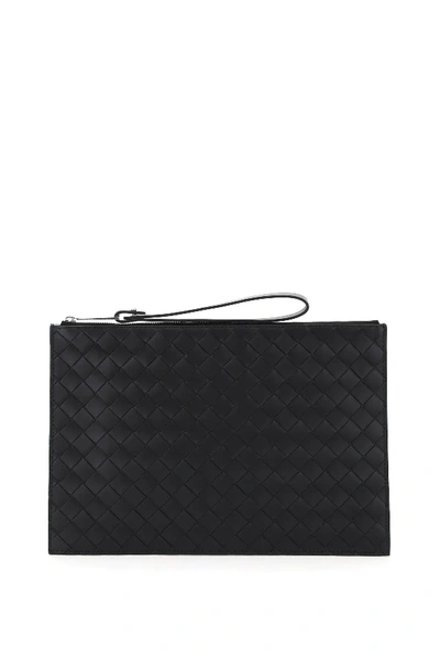 Bottega Veneta Woven Pouch 15 In Black