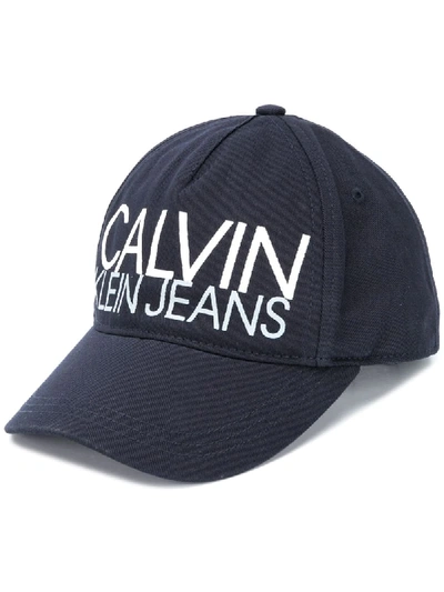 Calvin Klein Kids' Logo Print Baseball Cap In Blue