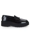 Tod's Patent Leather Platform Penny Loafers In Black