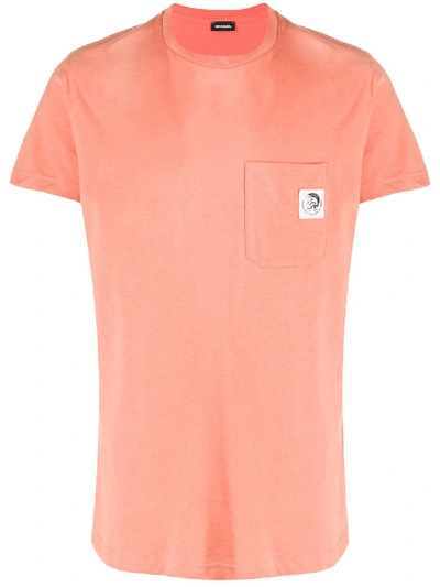 Diesel T-worky-mohi Cotton T-shirt In Orange