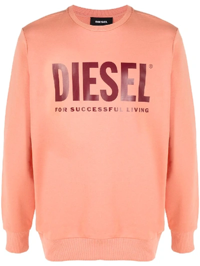 Diesel For Successful Living Logo Print Sweatshirt In Orange