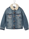 DIESEL JRESKY SHEARLING-COLLAR DENIM JACKET