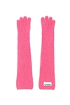 GANNI GANNI LOGO LABEL RIBBED GLOVES